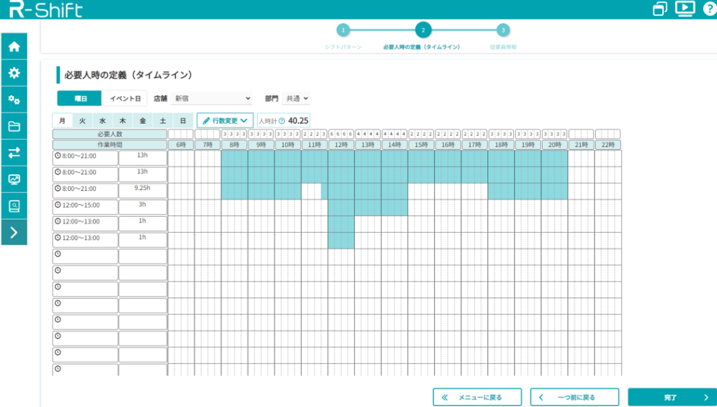 シフト管理システム「アールシフト」のモデルシフト作成例